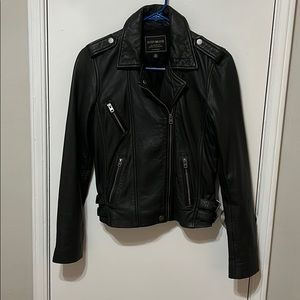 Lucky Brand Black Leather Moto Jacket XS